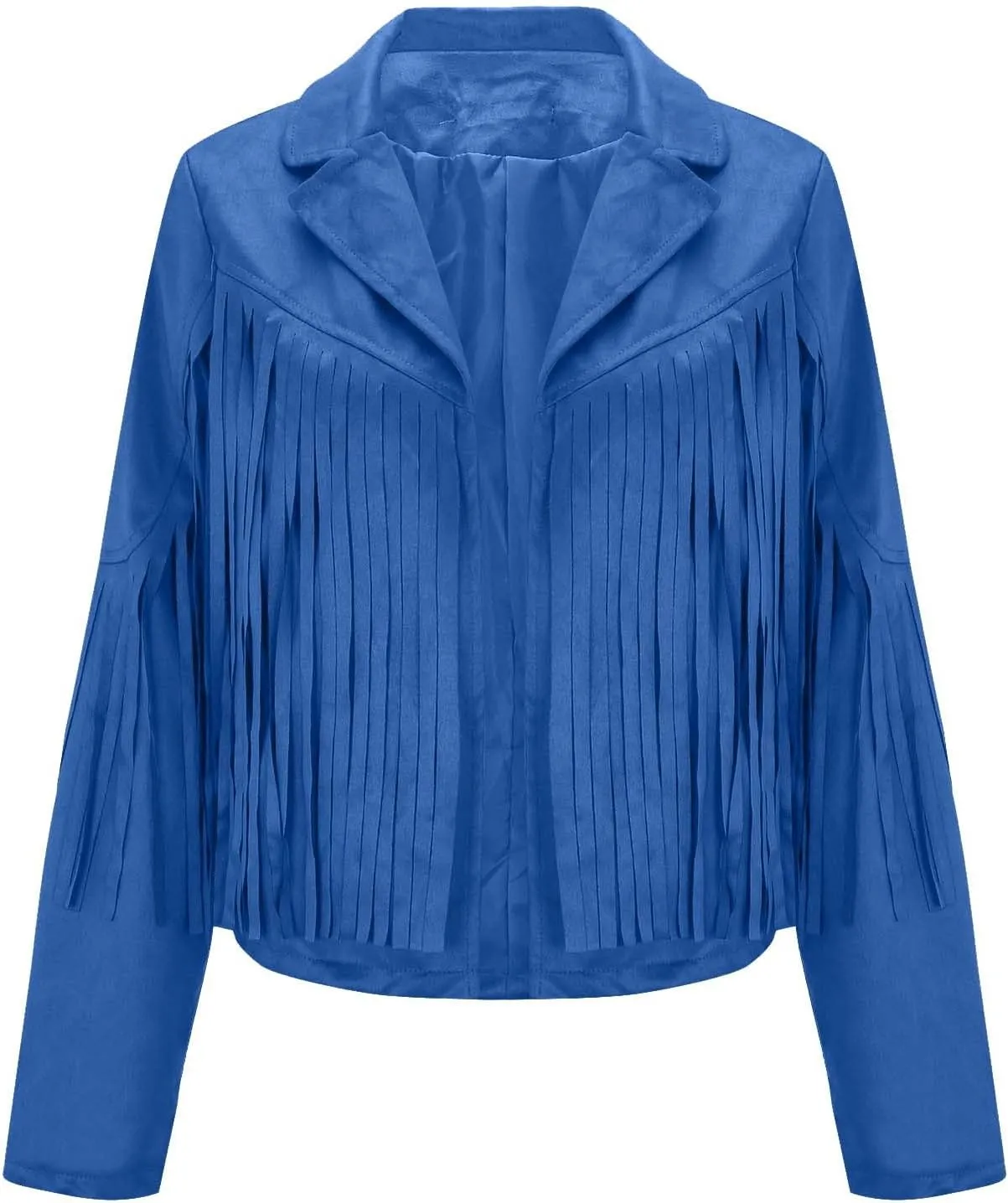 Women's Fringe Jacket Faux Suede Leather Jackets Fashion Tassel Moto Biker Cropped Coats Cardigan 70s Hippie Clothes