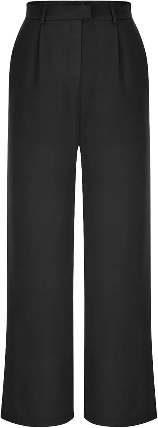 Women's Wide Leg Dress Pants 2025 Summer High Waisted Elastic Back Business Office Work Casual Palazzo Trousers with Pockets
