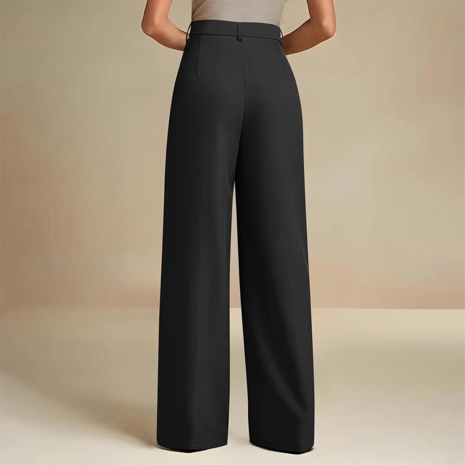 Women's Wide Leg Dress Pants 2025 Summer High Waisted Elastic Back Business Office Work Casual Palazzo Trousers with Pockets