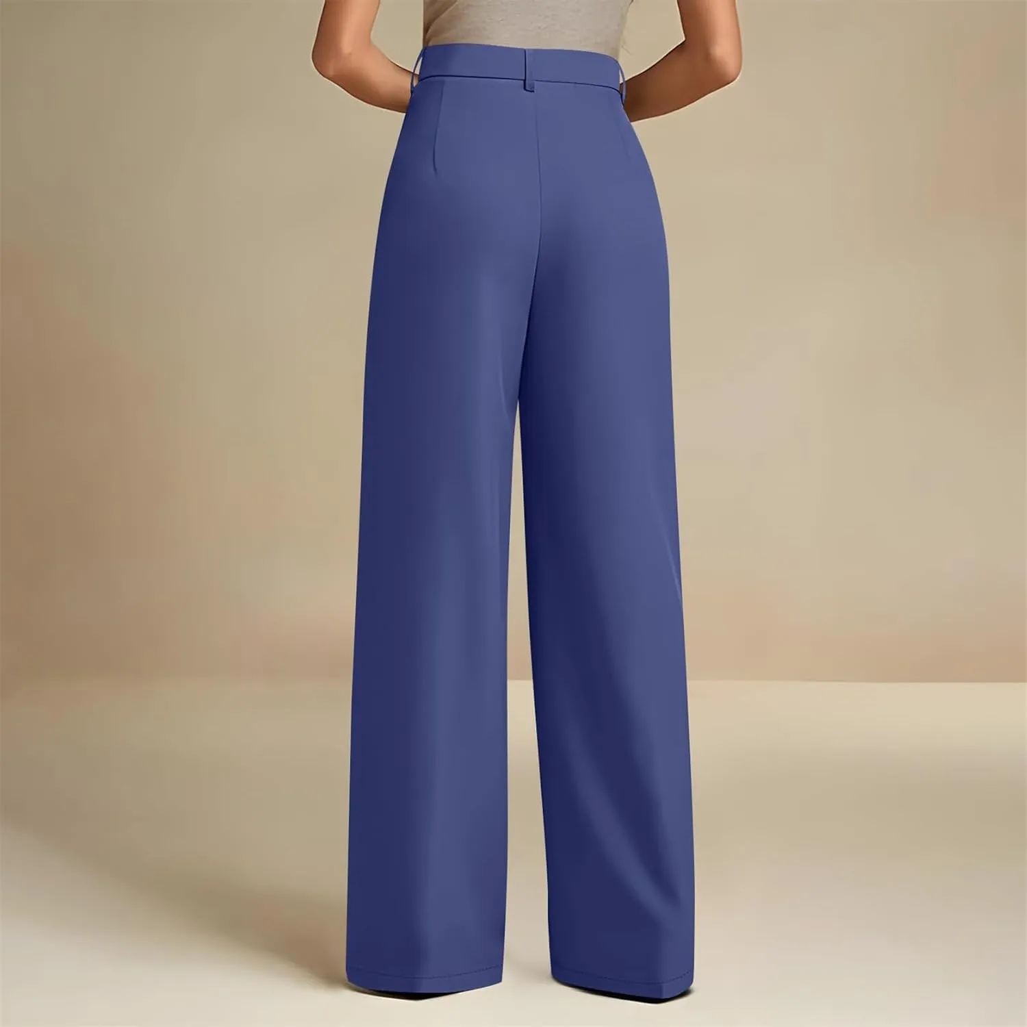 Women's Wide Leg Dress Pants 2025 Summer High Waisted Elastic Back Business Office Work Casual Palazzo Trousers with Pockets