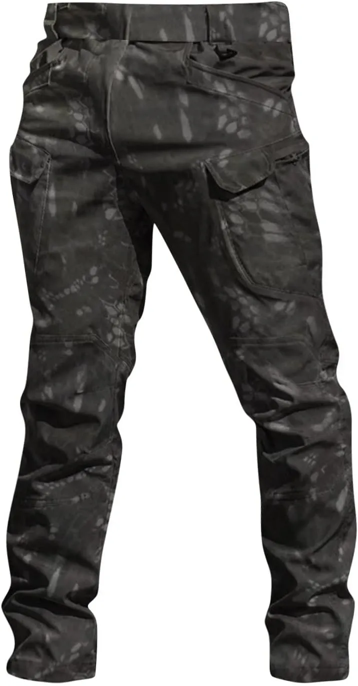 Work Cargo Pants for Men Slim Fit Waterproof Camping Hiking Pant Lightweight Flexcamo Tactical Pants Multi Pockets