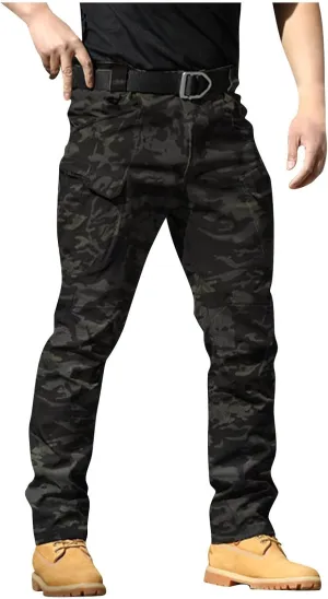 Work Cargo Pants for Men Slim Fit Waterproof Camping Hiking Pant Lightweight Flexcamo Tactical Pants Multi Pockets