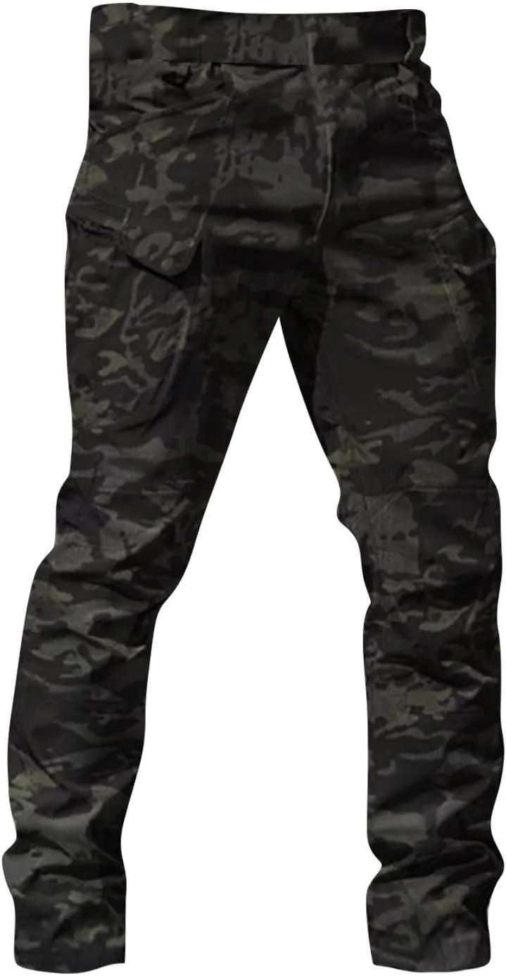 Work Cargo Pants for Men Slim Fit Waterproof Camping Hiking Pant Lightweight Flexcamo Tactical Pants Multi Pockets