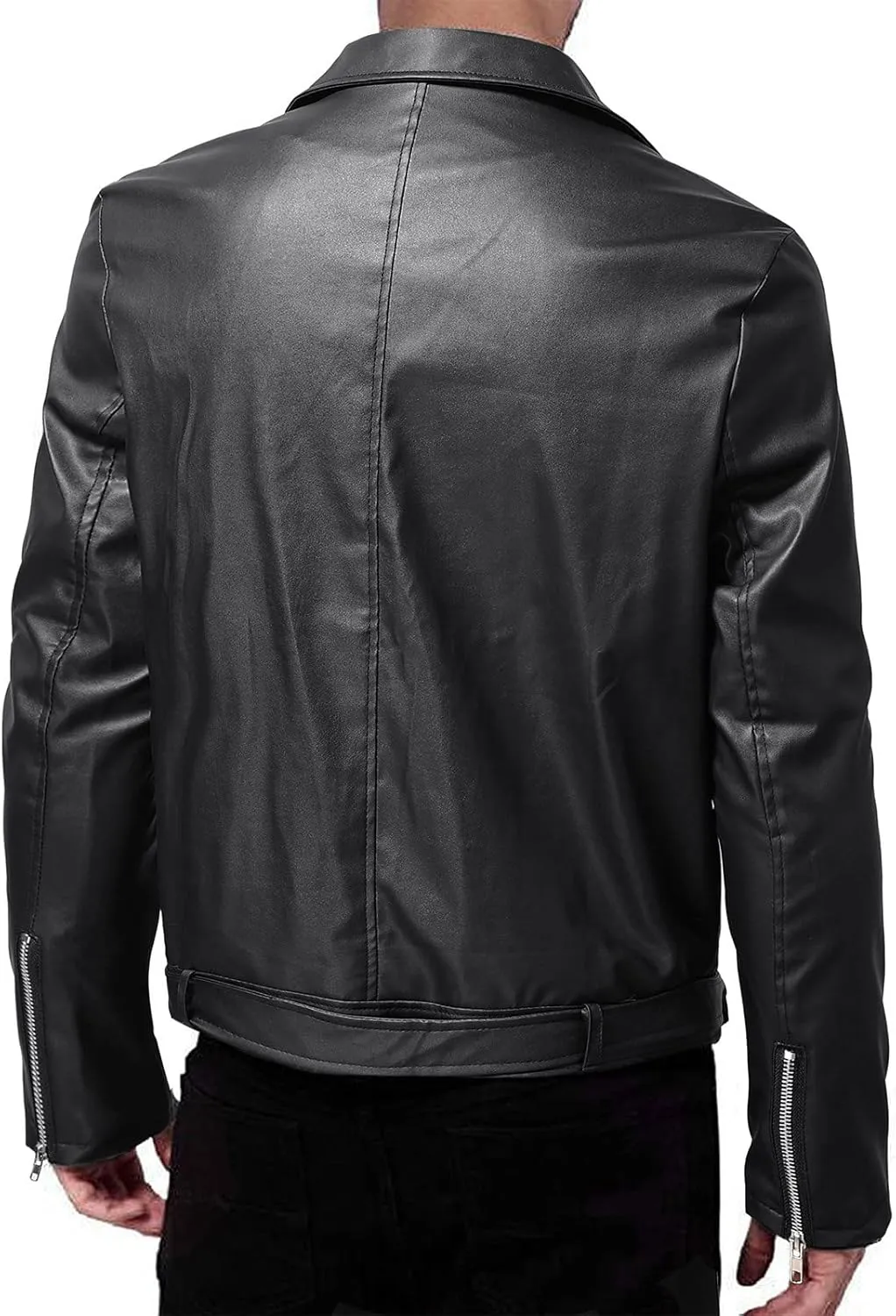 Ymosrh Men's Leather Motorcycle Jacket Racer Faux Distressed Jacket Mens, XXL-5XL